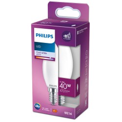 Bombilla LED Philips Vela Blanco F 40 W 4,3 W E14 470 lm 3,5 x 9,7 cm (4000 K)