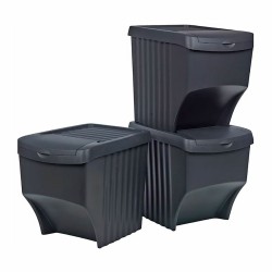 Set de cubos Sortibox Negro Apilable (3 Unidades)