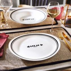 Plato Llano Luminarc Friends Time Bistr Blanco/Negro Vidrio u00d8 30 cm Carne (12 Unidades)