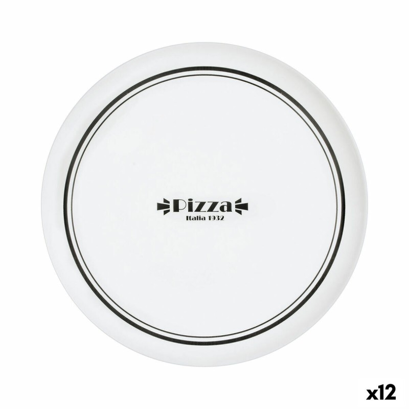 Plato para Pizza Luminarc Firend's Time Bistro Blanco Negro Vidrio u00d8 32 cm (12 Unidades)