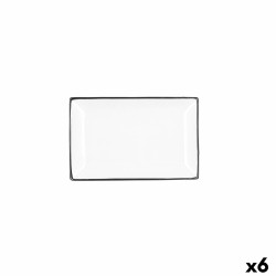 Bandeja de Aperitivos Quid Gastro Blanco Negro Ceru00e1mica 20 x 13 x 2 cm (6 Unidades)