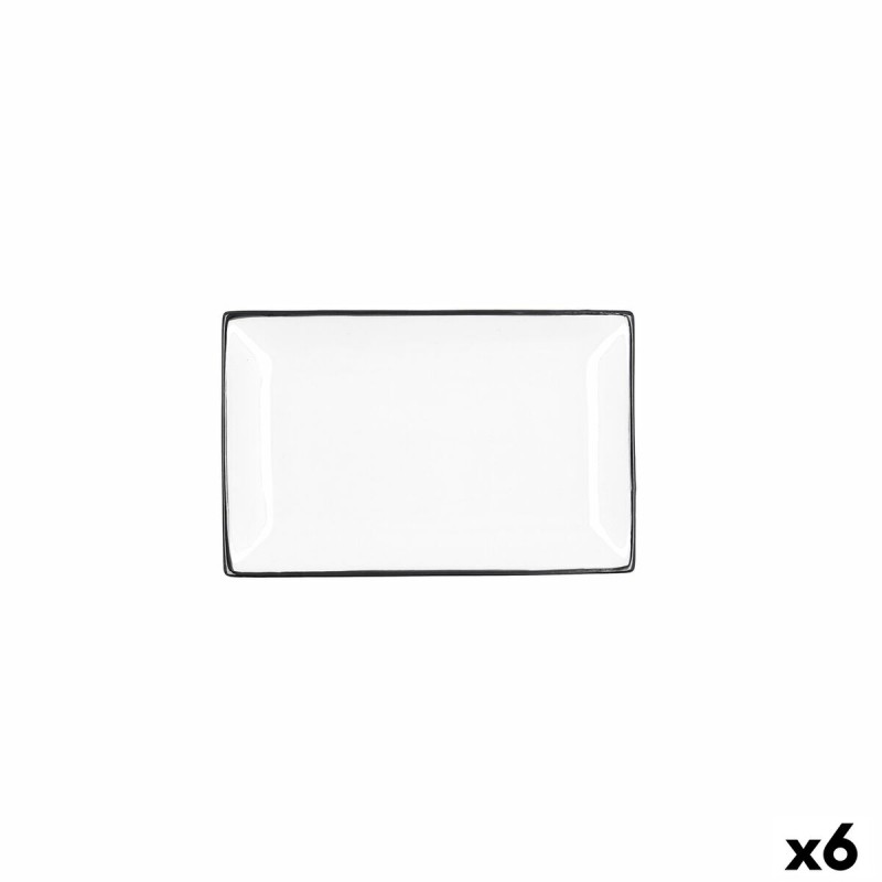 Bandeja de Aperitivos Quid Gastro Blanco Negro Ceru00e1mica 20 x 13 x 2 cm (6 Unidades)