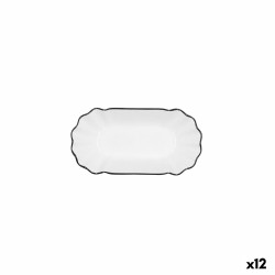 Bandeja de Aperitivos Quid Gastro Blanco Negro Ceru00e1mica 20,5 x 11 x 3,5 cm (12 Unidades)