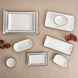 Bandeja de Aperitivos Quid Gastro Blanco Negro Ceru00e1mica 20,5 x 11 x 3,5 cm (12 Unidades)