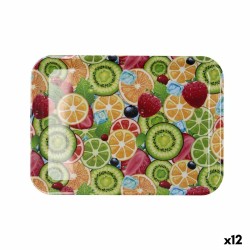 Bandeja de desayuno Quid Habitat Multicolor Plu00e1stico 32 x 23 x 1,7 cm Con asas Frutas (12 Unidades)