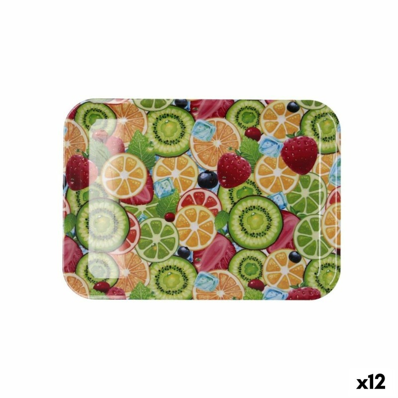 Bandeja de desayuno Quid Habitat Multicolor Plu00e1stico 28 x 20 x 1,5 cm Con asas Frutas (12 Unidades)