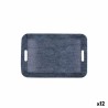 Bandeja de desayuno Quid Habitat Azul Plu00e1stico 33 x 23 x 4 cm Con asas Denim (12 Unidades)