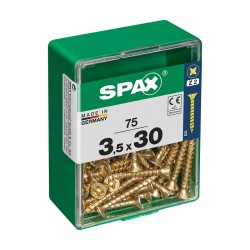 Caja de tornillos SPAX Yellox Madera Cabeza plana 75 Piezas (3,5 x 30 mm)