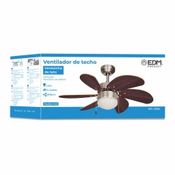 Ventilador de Techo con Luz EDM 33984 Aral Wengue Níquel 50 W