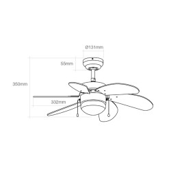 Ventilador de Techo con Luz EDM 33985 Aral Blanco 50 W