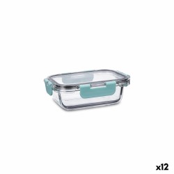 Fiambrera Hermu00e9tica Quid Purity Rectangular 370 ml Transparente Vidrio (12 Unidades)