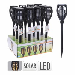 Antorcha de Jardín Progarden Solar Efecto llama Negro Polipropileno Ø 10 x 58 cm