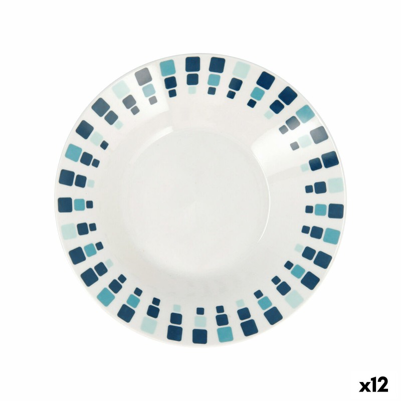 Plato Hondo Quid Simetric Azul Ceru00e1mica 20 cm (12 Unidades)