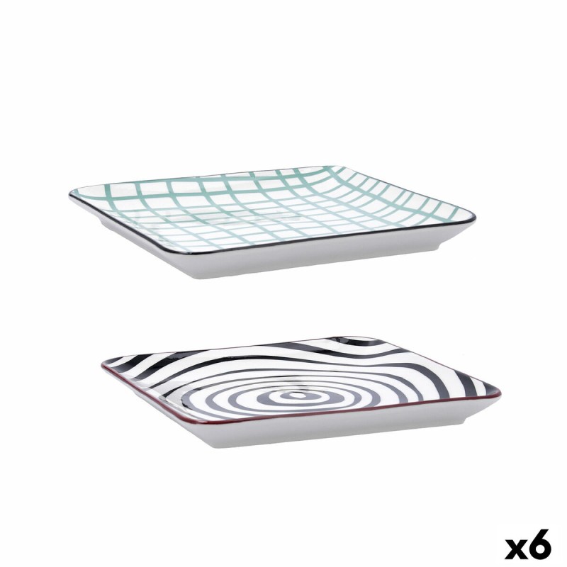 Bandeja de Aperitivos Bidasoa Zigzag Multicolor Ceru00e1mica 21 x 21 cm (6 Unidades)