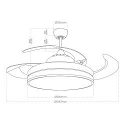 Ventilador de Techo con Luz EDM 33827 Ross Blanco 35 W 4100 Lm 2190 Lm Retráctil