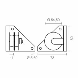 Polea para pérgola Micel TLD20 Nailon 7,3 x 7,3 x 8 cm Lateral Blanco