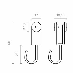 Polea para pérgola Micel TLD17 Acero Inoxidable 18,5 x 17 x 60 mm Exterior 2 Unidades