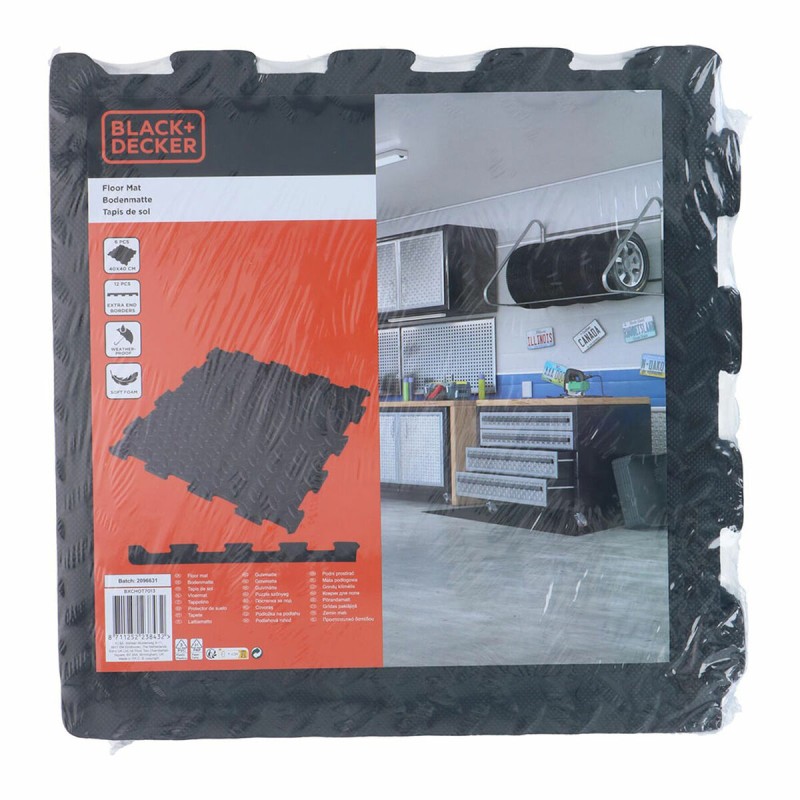 Baldosas de espuma EVA Black & Decker Negro Goma Eva 40 x 40 cm (6 Piezas)