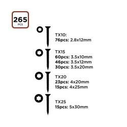 Kit de tornillos Black & Decker Torx 265 Piezas