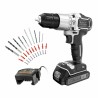 Set de taladro y accesorios Black & Decker Silver Edition bdchd18sc1a-qw 18 V 45 Nm 30 piezas