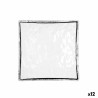 Plato Llano Quid Select Filo Blanco Negro Plu00e1stico Cuadrado 19 x 19 x 4,5 cm (12 Unidades)