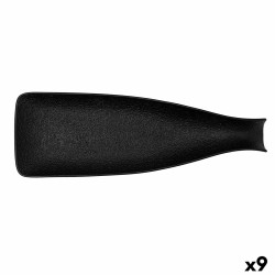 Bandeja de Aperitivos Bidasoa Fosil Negro Ceru00e1mica Alu00famina Botella 38,5 x 12,7 x 4,8 cm (9 Unidades)