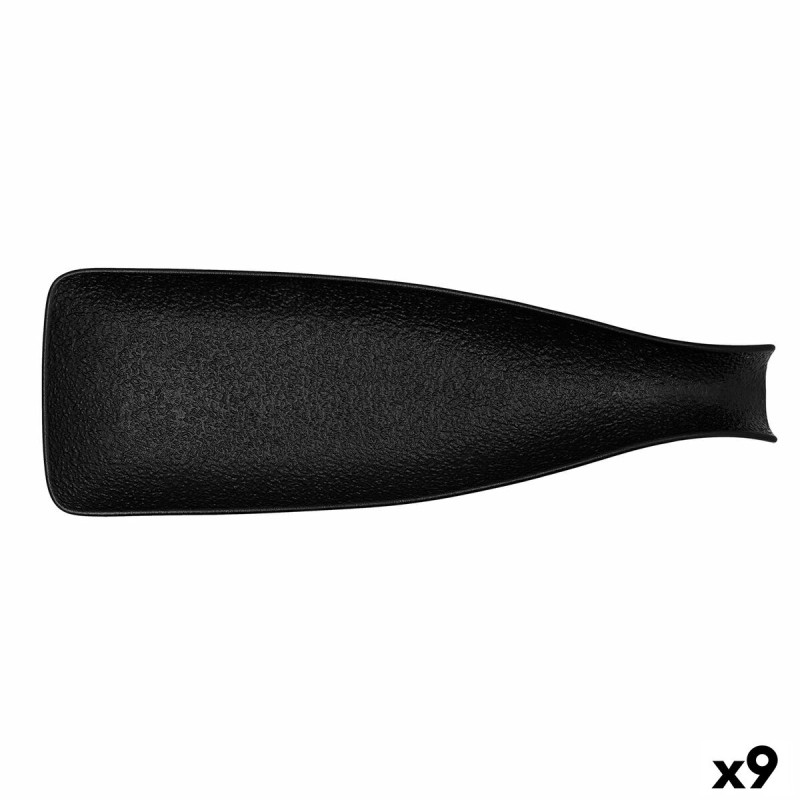 Bandeja de Aperitivos Bidasoa Fosil Negro Ceru00e1mica Alu00famina Botella 38,5 x 12,7 x 4,8 cm (9 Unidades)