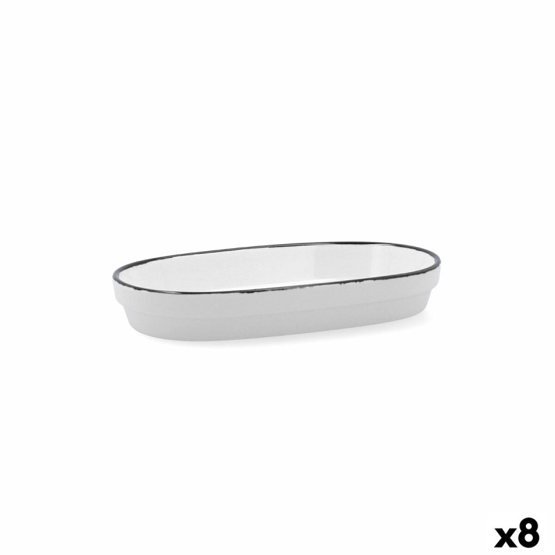 Bandeja de Aperitivos Ariane Vital Filo Blanco Negro Ceru00e1mica Alu00famina 17,3 x 2,6 x 10 cm (8 Unidades)