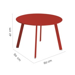 Mesa auxiliar Marzia 60 x 60 x 42 cm Rojo Acero