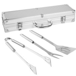 Kit de Utensilios para Barbacoa con Maletín Acero Inoxidable 37 x 10 x 8 cm