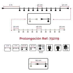 Guirnalda de Luces LED Cottage E27 22 x 18 x 12 cm