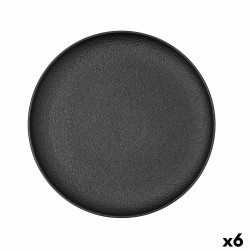 Plato Llano Bidasoa Fosil Negro Ceru00e1mica 26,5 x 26,4 x 2,3 cm (6 Unidades)