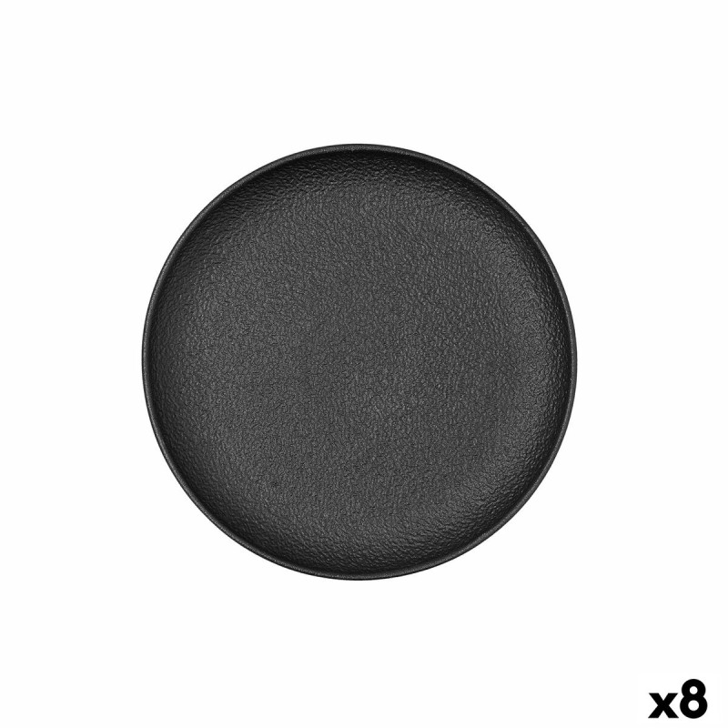 Plato Llano Bidasoa Fosil Negro Ceru00e1mica 21,3 x 21,2 x 2,2 cm (8 Unidades)