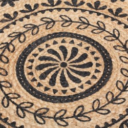 Alfombra 120 x 120 x 1 cm Natural Negro Yute