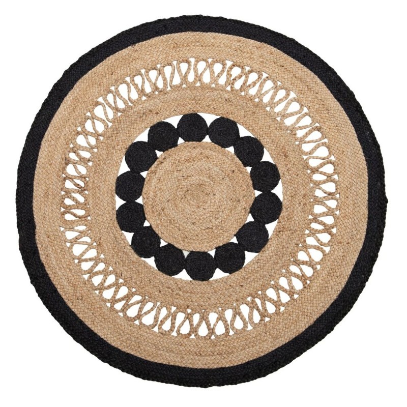 Alfombra 120 x 120 x 1 cm Natural Negro Yute