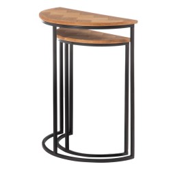 Mesa auxiliar Marrón Negro Metal Hierro Madera MDF 62,5 x 62,5 x 73 cm 62,5 x 31 x 73 cm (2 Unidades)