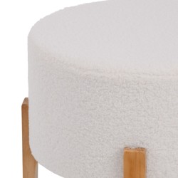 Puff Tejido Sintético Beige Madera 46 x 46 x 46 cm