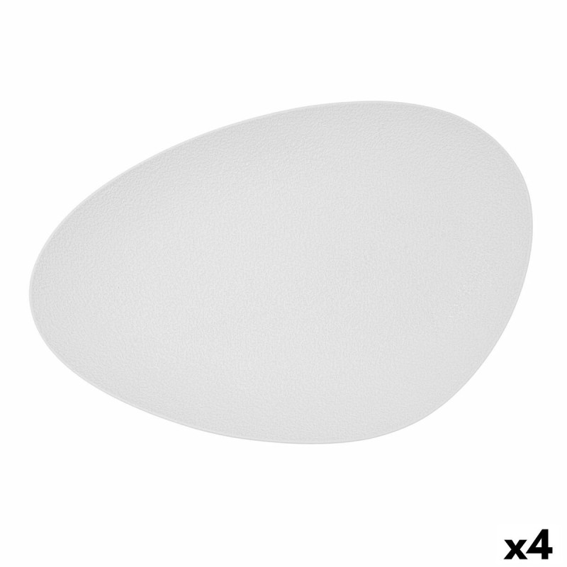 Bandeja de Aperitivos Bidasoa Fosil Blanco Ceru00e1mica Alu00famina Ovalada 39,1 x 26,3 x 3,4 cm (4 Unidades)