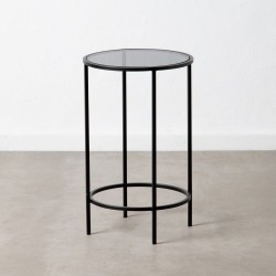 Mesa auxiliar Cristal Negro Metal 40 x 40 x 65 cm