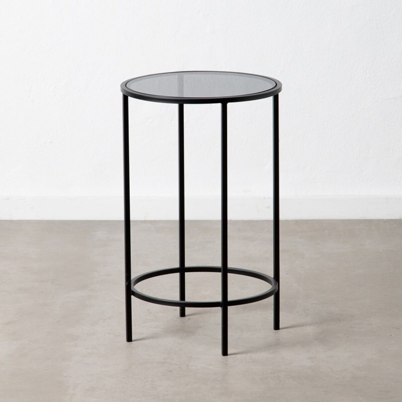 Mesa auxiliar Cristal Negro Metal 40 x 40 x 65 cm