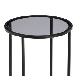 Mesa auxiliar Cristal Negro Metal 40 x 40 x 65 cm