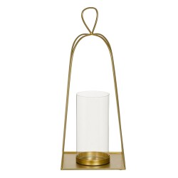 Portavelas Cristal Dorado Metal 23 x 23 x 56 cm