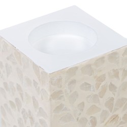 Portavelas Beige Nácar Madera MDF 10,5 x 10,5 x 21 cm