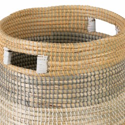 Juego de Cestos 38 x 38 x 50 cm Natural Gris Fibra natural (2 Piezas)