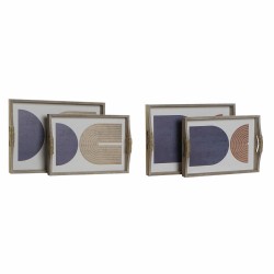 Bandeja DKD Home Decor 40,6 x 30 x 6 cm Beige Azul Madera MDF (2 Unidades)