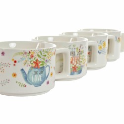 Juego de Tazas de Cafu00e9 DKD Home Decor Metal Multicolor 260 ml Dolomita (4 Piezas)