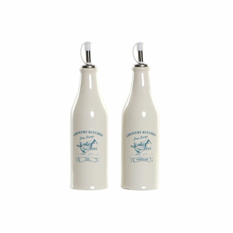 Set de Aceitera y Vinagrera DKD Home Decor 250 ml Blanco Verde Turquesa Acero Inoxidable Plu00e1stico Dolomita