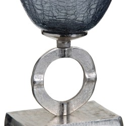 Jarrón 17 x 17 x 47 cm Cristal Gris Metal Plata