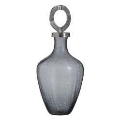 Jarrón Cristal Gris Metal Plata 23 x 23 x 47 cm