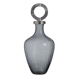 Jarrón Cristal Gris Metal Plata 23 x 23 x 47 cm